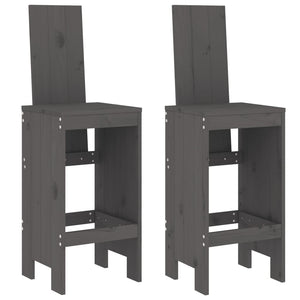 vidaXL 3 Piece Garden Bar Set Grey Solid Wood Pine