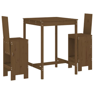 vidaXL 3 Piece Garden Bar Set Honey Brown Solid Wood Pine