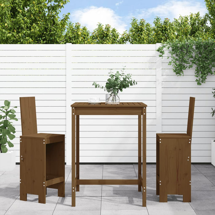 vidaXL 3 Piece Garden Bar Set Honey Brown Solid Wood Pine