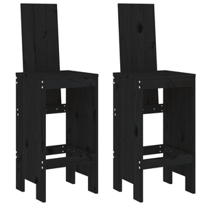 vidaXL 3 Piece Garden Bar Set Black Solid Wood Pine