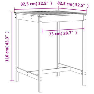 vidaXL 3 Piece Garden Bar Set Black Solid Wood Pine