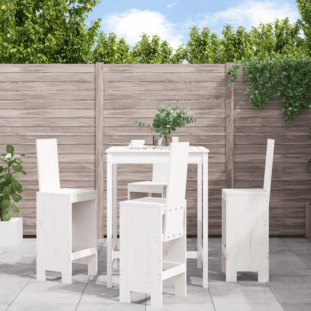 vidaXL 5 Piece Garden Bar Set White Solid Wood Pine