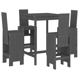 vidaXL 5 Piece Garden Bar Set Grey Solid Wood Pine