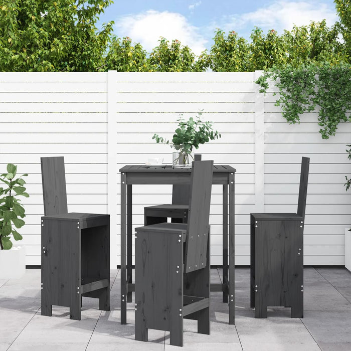 vidaXL 5 Piece Garden Bar Set Grey Solid Wood Pine