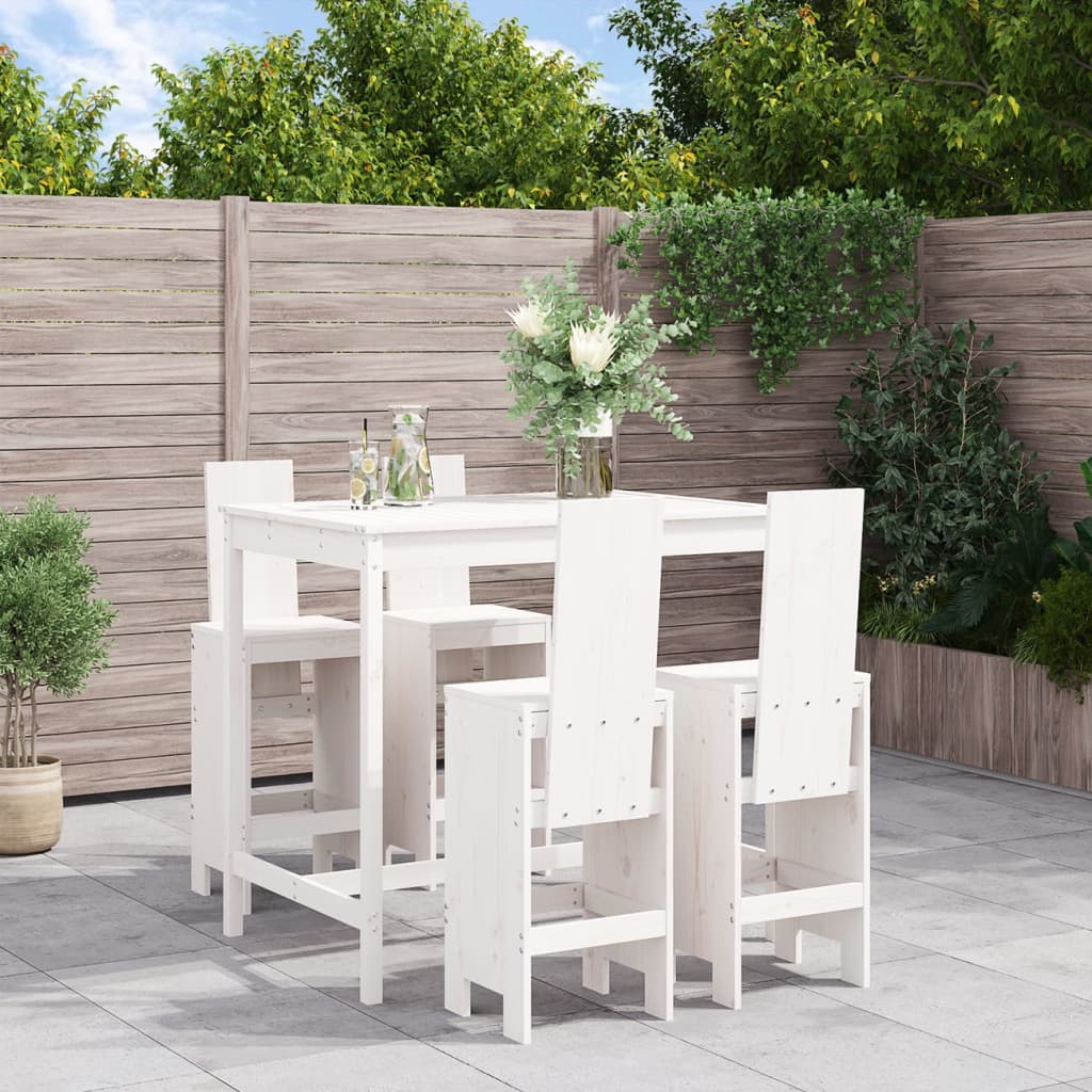 vidaXL 5 Piece Garden Bar Set White Solid Wood Pine