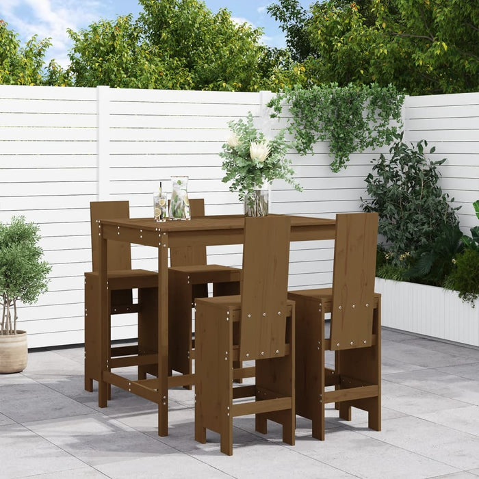 vidaXL 5 Piece Garden Bar Set Honey Brown Solid Wood Pine