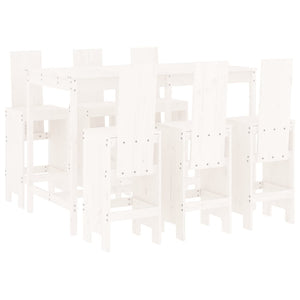 vidaXL 7 Piece Garden Bar Set White Solid Wood Pine