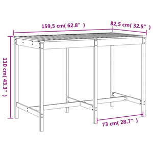 vidaXL 7 Piece Garden Bar Set White Solid Wood Pine