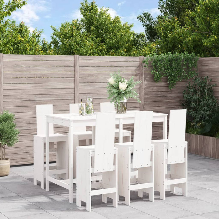 vidaXL 7 Piece Garden Bar Set White Solid Wood Pine