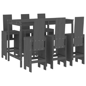 vidaXL 7 Piece Garden Bar Set Grey Solid Wood Pine