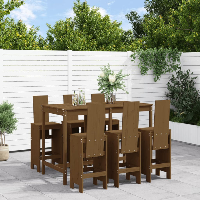 vidaXL 7 Piece Garden Bar Set Honey Brown Solid Wood Pine