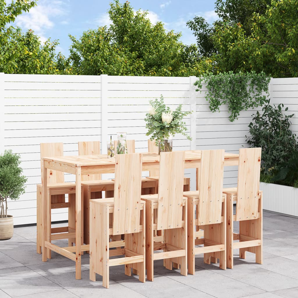 vidaXL 9 Piece Garden Bar Set Solid Wood Pine