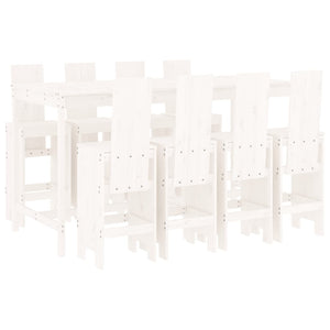 vidaXL 9 Piece Garden Bar Set White Solid Wood Pine