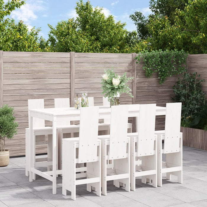 vidaXL 9 Piece Garden Bar Set White Solid Wood Pine