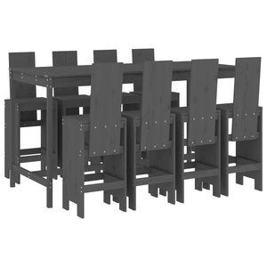 vidaXL 9 Piece Garden Bar Set Grey Solid Wood Pine