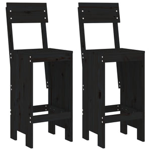 vidaXL 3 Piece Garden Bar Set Black Solid Wood Pine