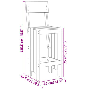 vidaXL 3 Piece Garden Bar Set Black Solid Wood Pine