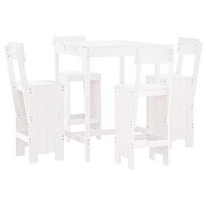 vidaXL 5 Piece Garden Bar Set White Solid Wood Pine