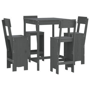 vidaXL 5 Piece Garden Bar Set Grey Solid Wood Pine