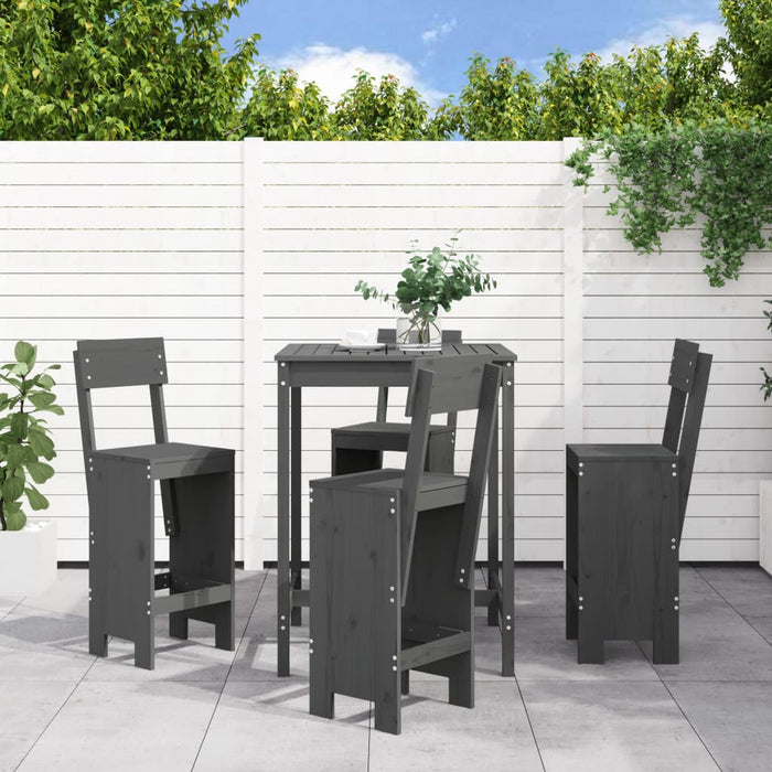 vidaXL 5 Piece Garden Bar Set Grey Solid Wood Pine