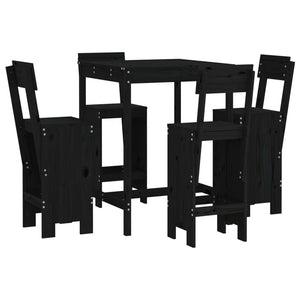 vidaXL 5 Piece Garden Bar Set Black Solid Wood Pine