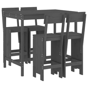 vidaXL 5 Piece Garden Bar Set Grey Solid Wood Pine