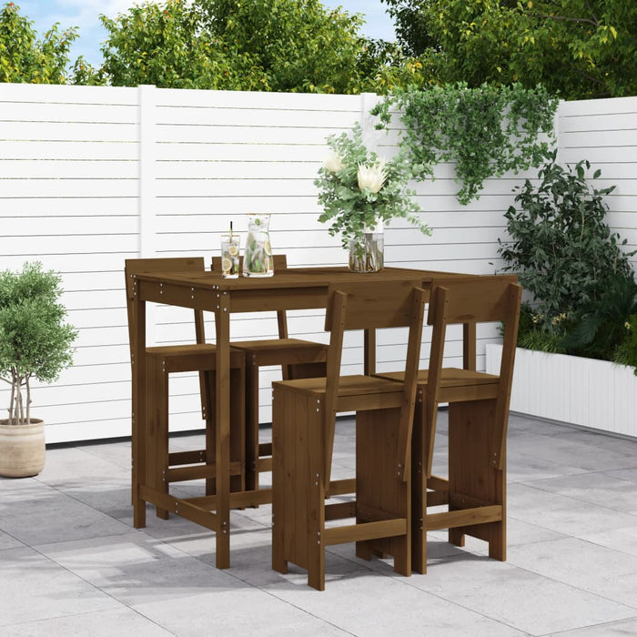 vidaXL 5 Piece Garden Bar Set Honey Brown Solid Wood Pine