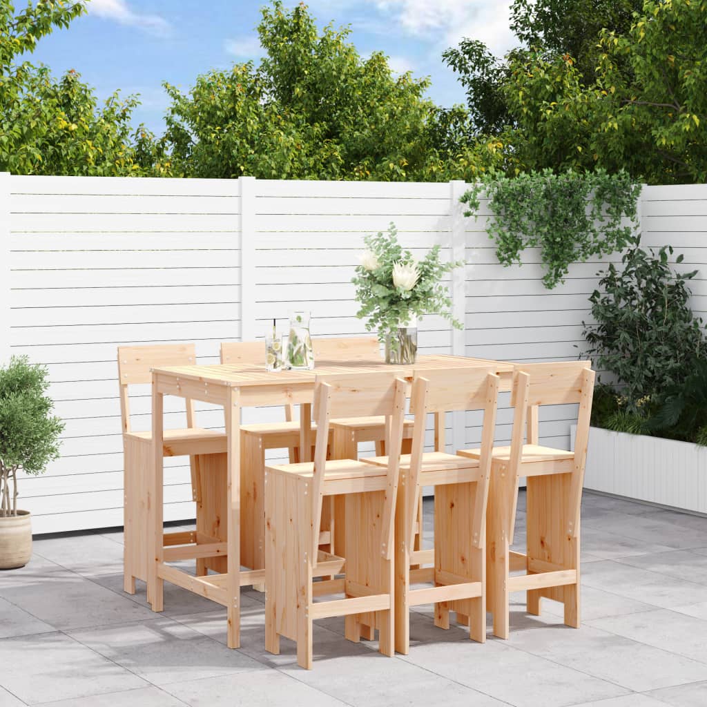 vidaXL 7 Piece Garden Bar Set Solid Wood Pine