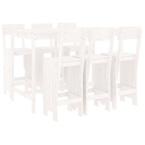 vidaXL 7 Piece Garden Bar Set White Solid Wood Pine