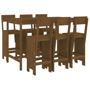 vidaXL 7 Piece Garden Bar Set Honey Brown Solid Wood Pine