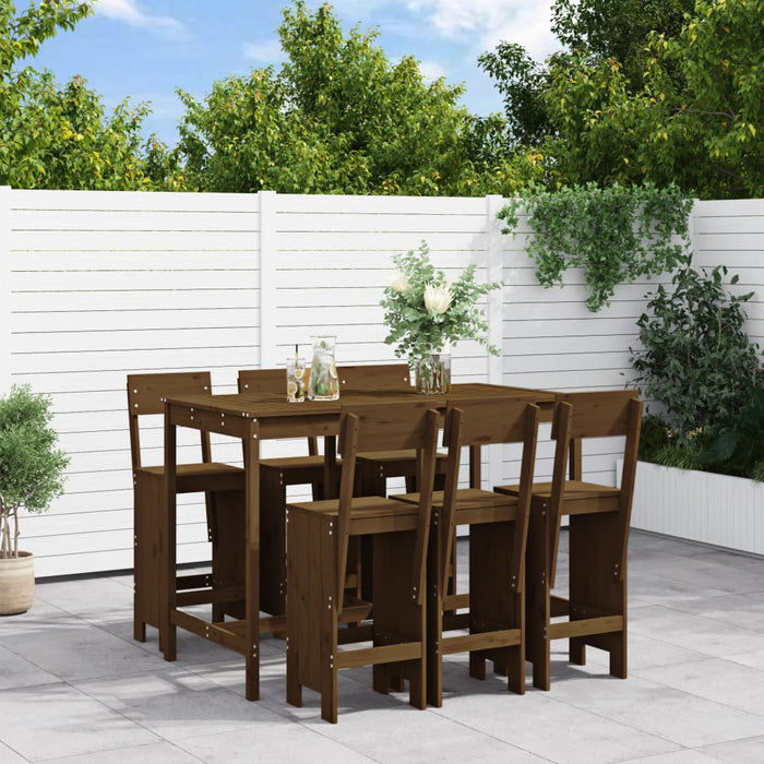 vidaXL 7 Piece Garden Bar Set Honey Brown Solid Wood Pine