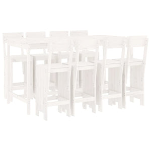 vidaXL 9 Piece Garden Bar Set White Solid Wood Pine