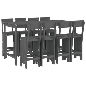 vidaXL 9 Piece Garden Bar Set Grey Solid Wood Pine