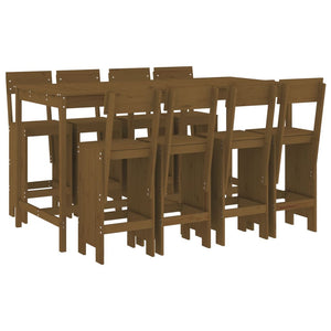 vidaXL 9 Piece Garden Bar Set Honey Brown Solid Wood Pine