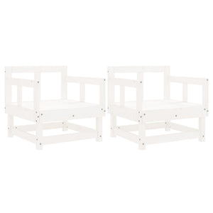 vidaXL Garden Chairs 2 pcs White Solid Wood Pine