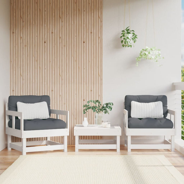 vidaXL Garden Chairs 2 pcs White Solid Wood Pine