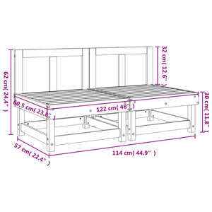 vidaXL Garden Middle Sofas 2 pcs Solid Wood Pine