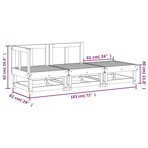 vidaXL 3 Piece Garden Lounge Set Solid Wood Douglas