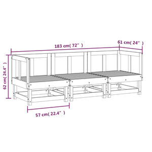 vidaXL 3 Piece Garden Lounge Set Impregnated Wood Pine