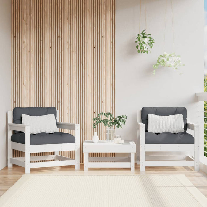 vidaXL Garden Chairs 2 pcs White Solid Wood Pine