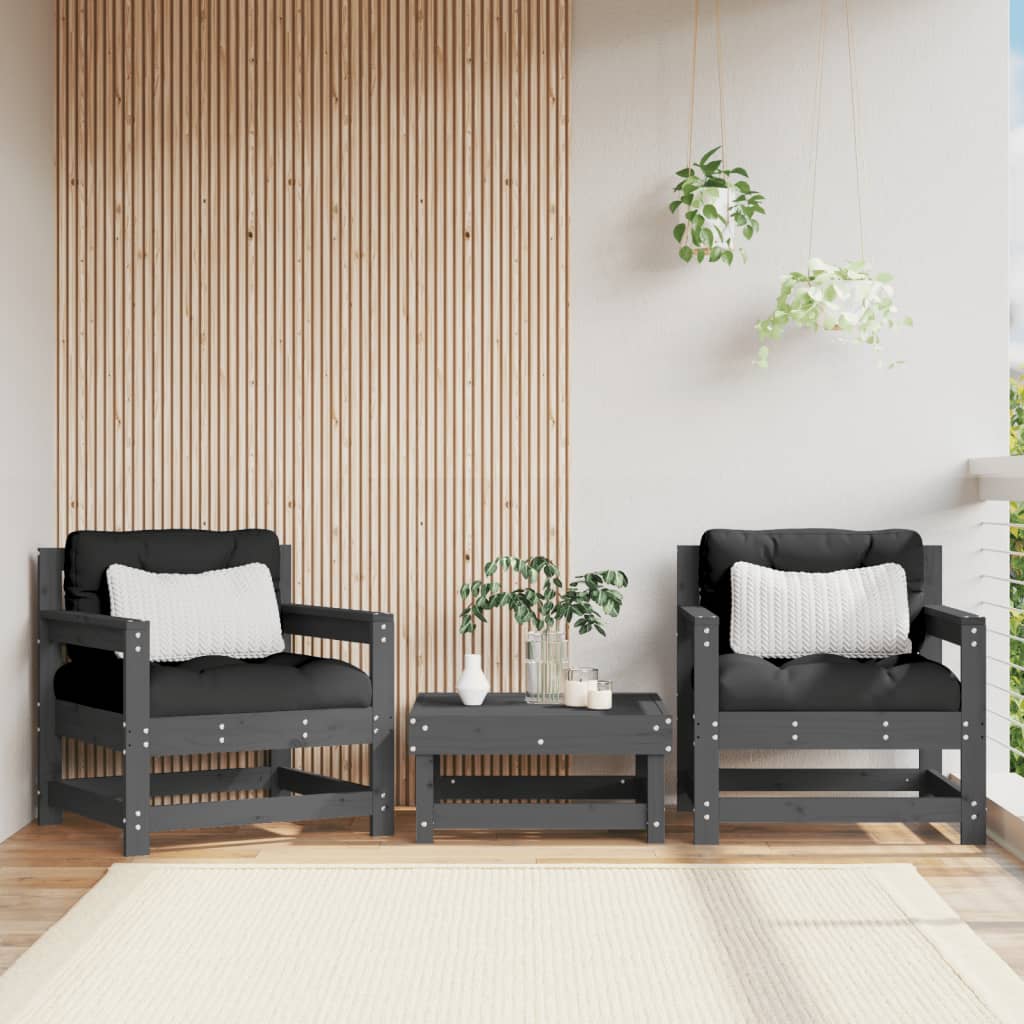 vidaXL Garden Chairs 2 pcs Grey Solid Wood Pine