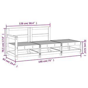 vidaXL 3 Piece Garden Lounge Set Solid Wood Pine