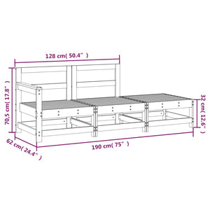 vidaXL 3 Piece Garden Lounge Set Grey Solid Wood Pine