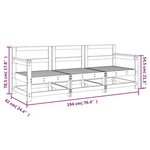 vidaXL 3 Piece Garden Lounge Set Solid Wood Pine