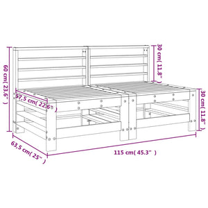 vidaXL Garden Middle Sofas 2 pcs Solid Wood Pine