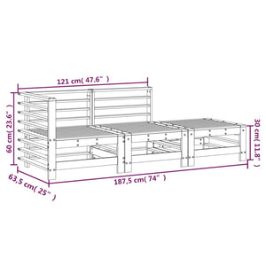 vidaXL 3 Piece Garden Lounge Set Grey Solid Wood Pine