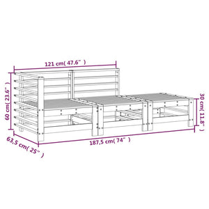 vidaXL 3 Piece Garden Lounge Set Black Solid Wood Pine