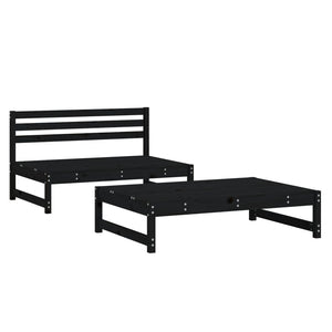 vidaXL 2 Piece Garden Lounge Set Black Solid Wood Pine