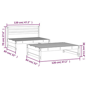 vidaXL 2 Piece Garden Lounge Set Black Solid Wood Pine