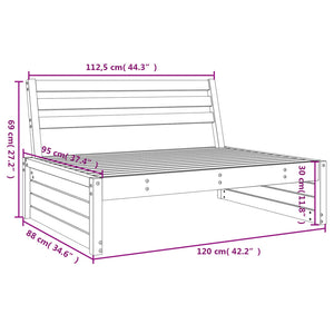 vidaXL Garden Middle Sofa Honey Brown 120x80 cm Solid Wood Pine